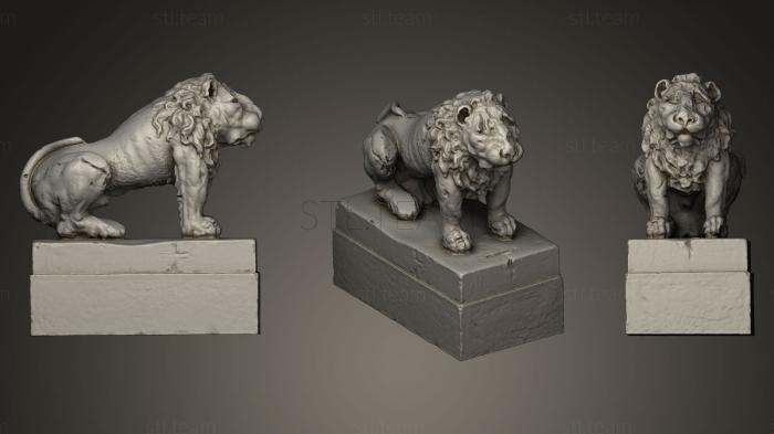 Red marble lions